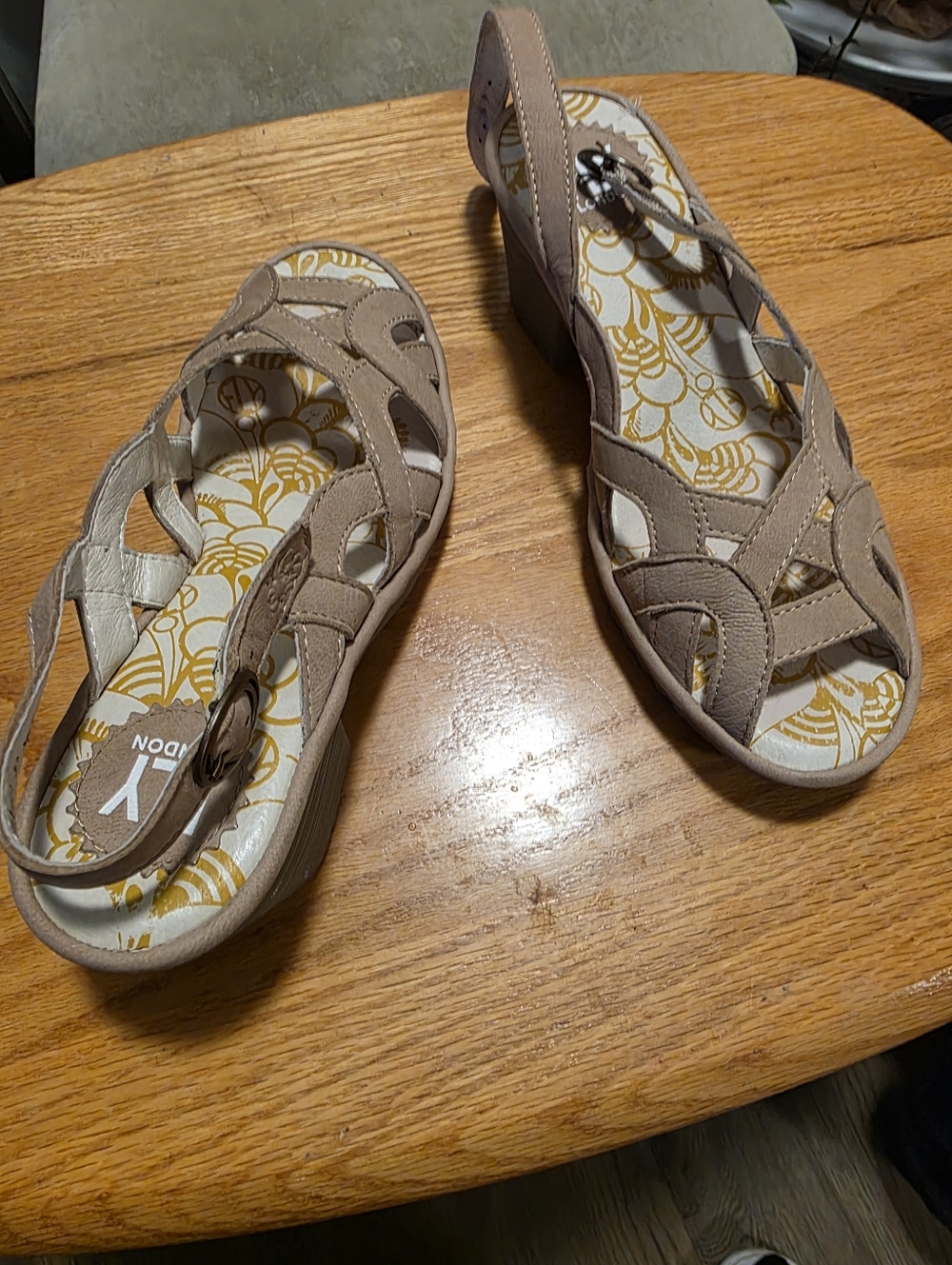 Fly LONDON,, Taupe Cutout Slingback Sandals SZ 6 1/2